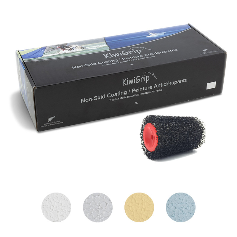 [0220010111] Kiwigrip Pintura Antideslizante con rodillo 100mm (1 Litro, Blanco)